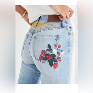 Madewell The Perfect Summer Jean: Strawberry Embroidered Edition